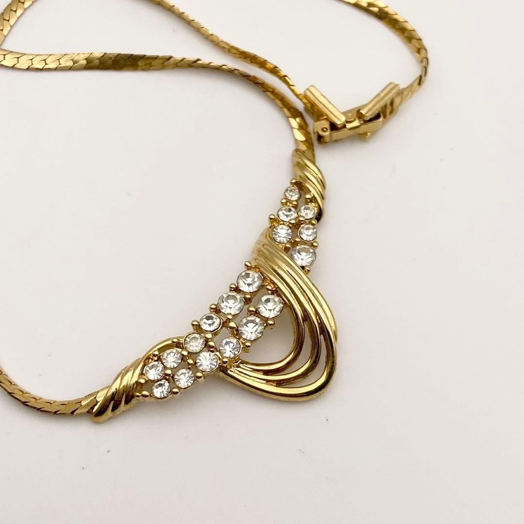 GIVENCHY Necklace Rhinestone Gold Vintage Pendant 42cm Jewelry Japan Rare thumbnail 3