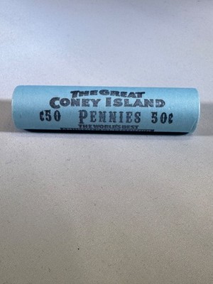 Vintage Unopened Penny Roll  The Great Coney Island Wheat Pennies 50¢ 