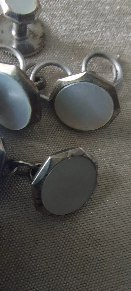 Conjunto de Camisa de Vestir Vintage Gemelos Y Camisa Tachuelas Plata de Ley Sello Foto 3 de 4