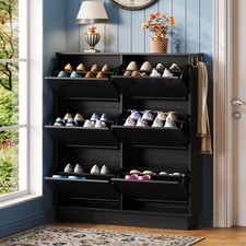 Modern Elegant Narrow Tipping Bucket Shoe Cabinet with 6 Flip Drawers, Space S