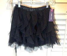 Cherokee Girls Black Tulle Elastic Waist Skirt 10/12 NWT Halloween Dance Costume
