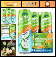 100 Pure Soursop Juice with Pulp - No Sugar Added, Fresh Guanabana, 16.9 oz, 12
