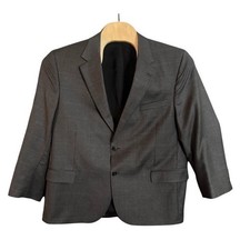 Jos A Bank Travelers Collection Gray Windowpane 100 Wool Blazer Sport Coat 46S