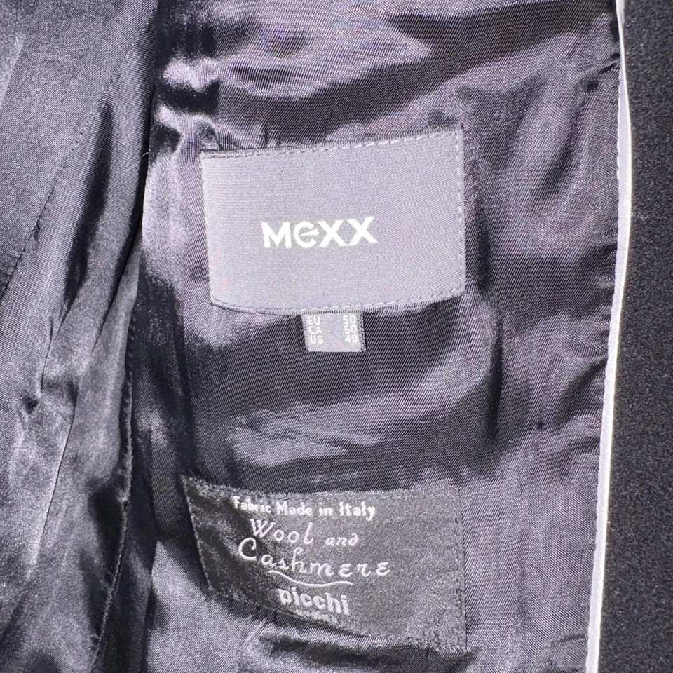 MEXX Wool Cashmere Overcoat Mens 40 Black Fabric Made in Italy EU 50 JKRZ10 - Image 2 of 4