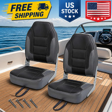 2 Pack High Back Folding Seats Thick Padded Waterproof Marine Chairs Boat