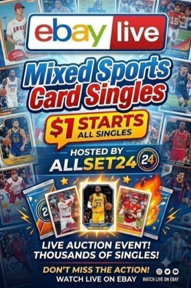 Mixed Sports Singles - $1 Starts w/Allset24 - Reduced Shipping