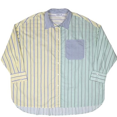 Studio Untold Button Up Shirt Colorblock Striped Oversized Womens 20/22 Preppy