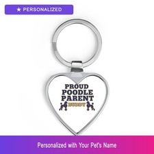 Custom Poodle Pet Lover Keychain Personalized Name Heart Shaped Dog Easter Gift