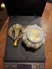 VTG Fenton Opalescent Floral Melon Milk Glass Perfume Bottle W/ Stopper Painted — photo 6