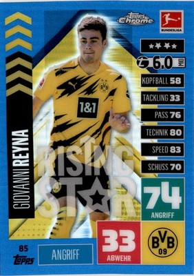 2020-21 Topps Chrome Match Attax Bundesliga #85 Giovanni Reyna Blue /150