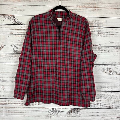 Women's Red Black Plaid Bechamel II 1/4 Zip Mock Neck Cotton Tunic Top Size 2X