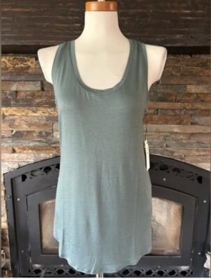 NWT Three Dots Tank LD Long Tank Balsam Green Scoop Sleeveless Sz S