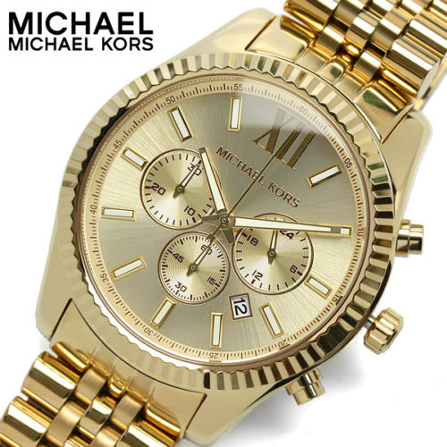 New Michael Kors MK8281 Lexington Gold Stainless Steel Chronograph Men39s Watch