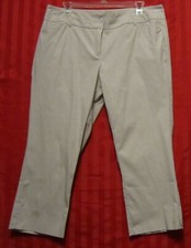 Women's New York  Co. Cropped Casual Pants Beige Pinstripe Size 12 Excellent