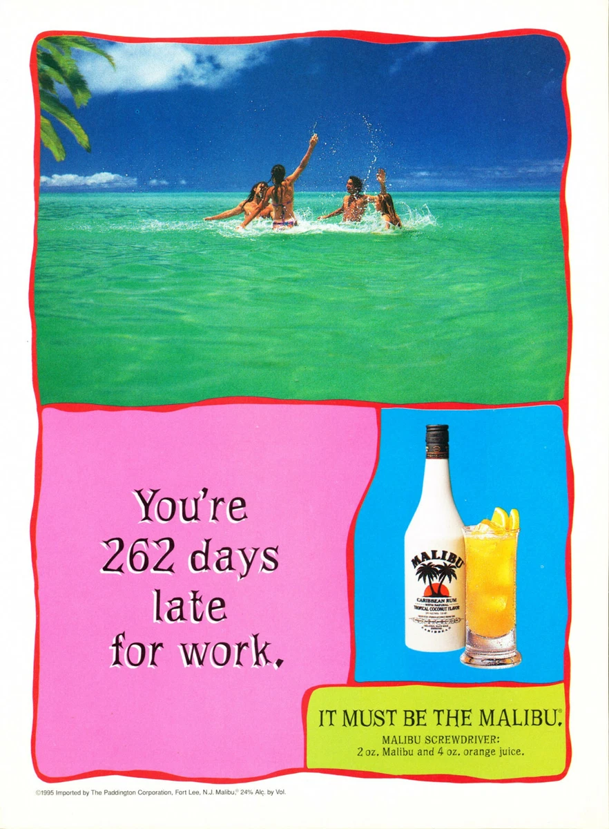 Пару постеров старой рекламы алкоголя. Ликер Малибу История,Алкоголь,Ликеры,Реклама