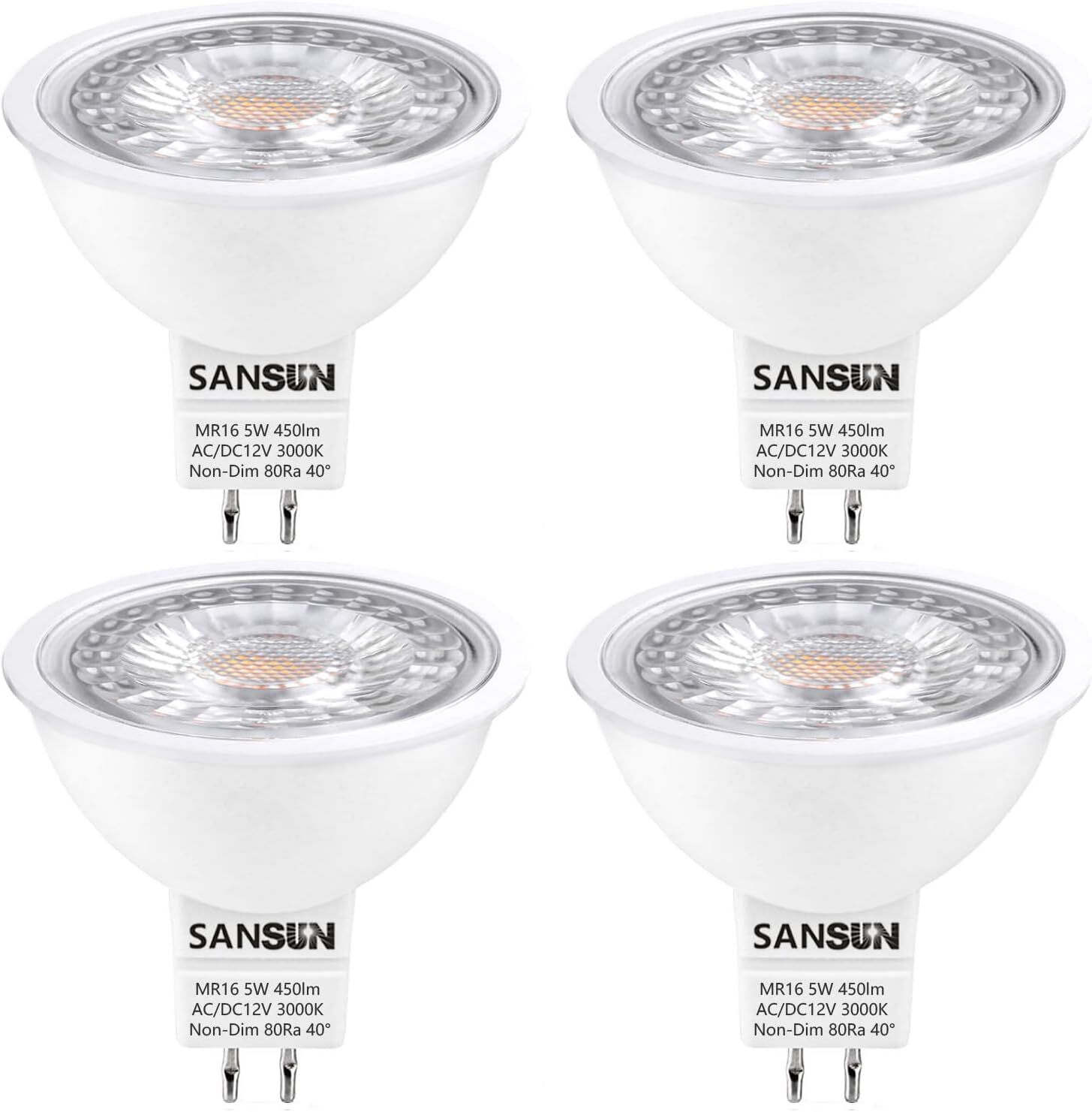 SANSUN 5W MR16 LED Landscape Light Bulbs, Low Voltage 12V Outdoor Landscape S...