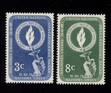 OPC 1958 UN NY Sc#39-40 UN Human Rights Day Set Mint Never Hinged