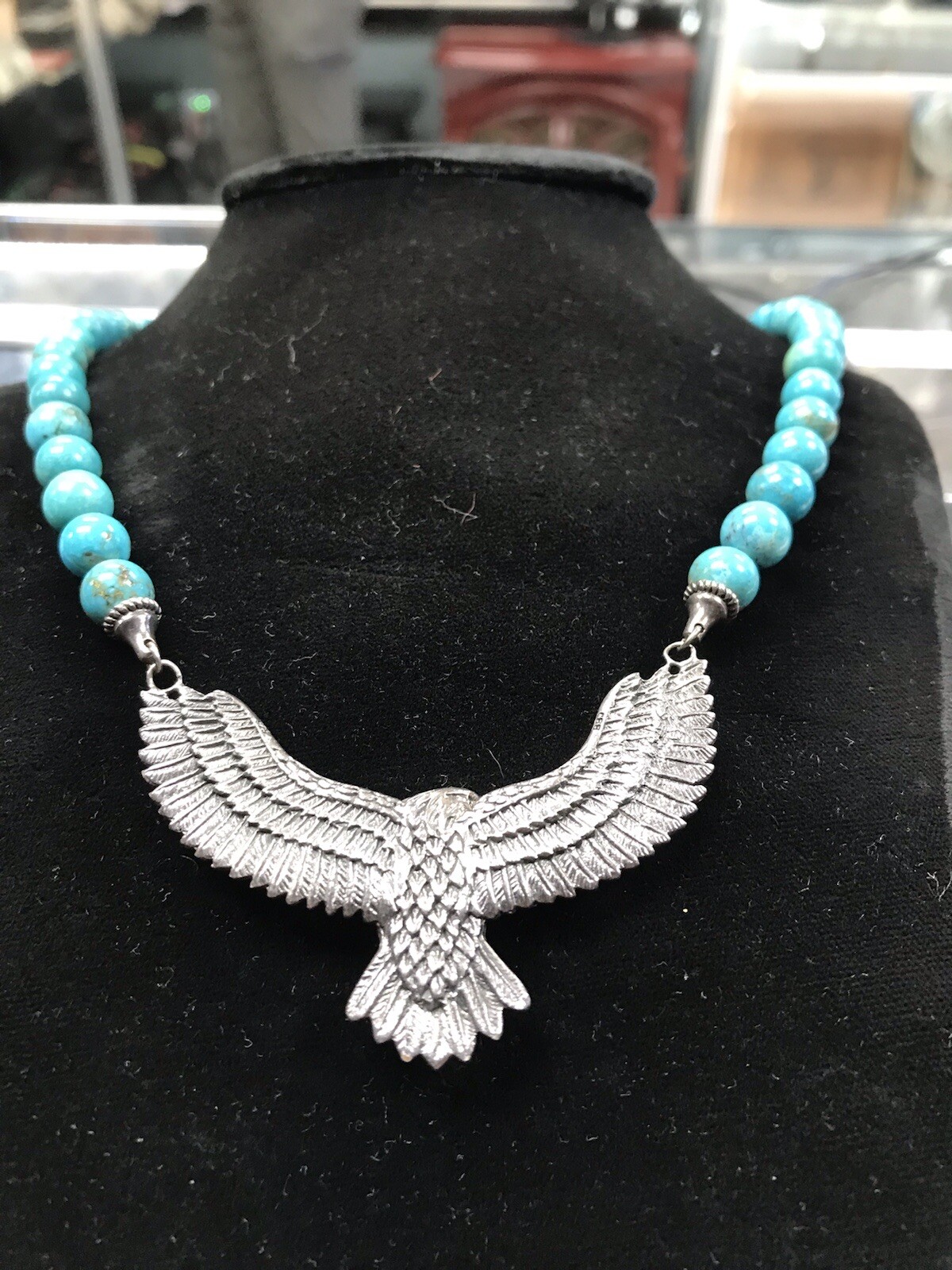 Turquoise Bead Chain 925 Solid American Eagle Ste… - image 2