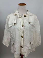 CHICO'S off white cotton linen lightweight blazer jacket Size 4/ XXL