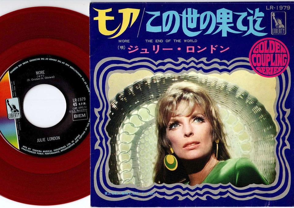 JULIE LONDON "More/The End Of The World" 1960's Japan Liberty RED VINYL 7" w/ps Foto 3 de 3