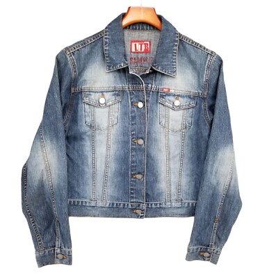 LTB Jeans Denim Jacket Womens Blue Distressed Button Front Long Sleeve Size M