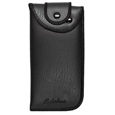 Vertical Button Snap Belt Loop Eyeglass Case Men Women PU Leather Black