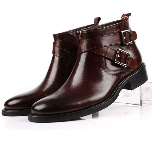 leather ankle boots buckle