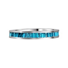 Cubic Zirconia Eternity Anniversary Band Ring 14K Gold Plated Sterling Silver