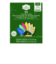 HOLIDAY TIME 50 8 FUNCTION MULTICOLOR LIGHTS C7 GREEN WIRE NEW IN BOX