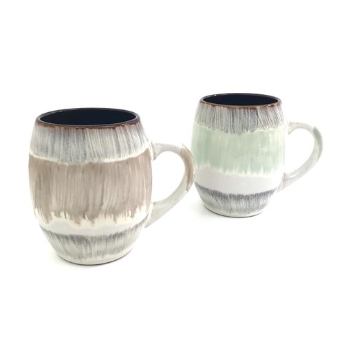 AMERICAN ATELIER Dip Dye Ombre Mug Set 2 Reactive Glaze Stripe Stoneware PAIR - Picture 2 of 10