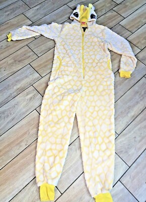 MANDEE Pajamas Giraffe One Piece Adult Fleece Hoodie YELLOW