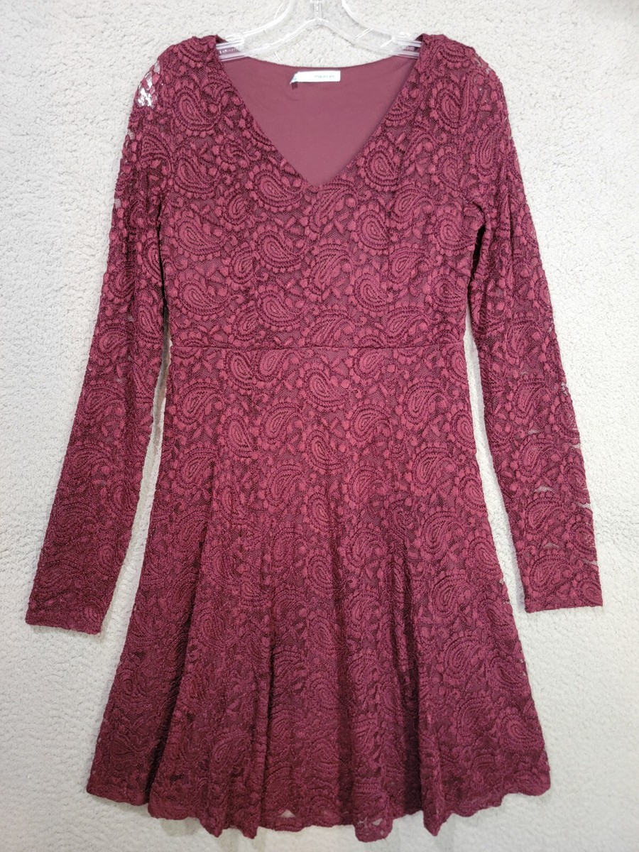 maurices burgundy dress ZAPAKA Women Burgundy Hi-Low Mother of the Bride Dress Sheath Short Sleeves Lace Evening Dress, Navy / US12 main image 0