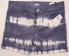 NEW Old Navy Blue Ombr  Dye Frayed-Cuff Jean Shorts girls Size 14 Mid Length s3
