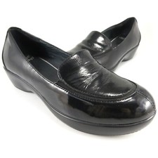 Dansko Apron-Toe Wedge Loafer Womens Size 7.5M EU 38 Black Patent Leather Clog