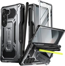 Poetic Spartan Case for Galaxy Z Fold 6, [Hinge Metallic Gun Metal 