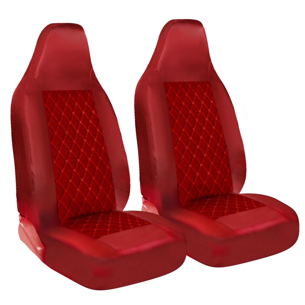 FOR TOYOTA AYGO - Red Leather Diamond Quilted Front Car Seat Covers - 2 x  Fronts