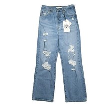  148 Levi's Premium Jeans 28x27 Ribcage Straight Blue Distressed Jeans - NWT