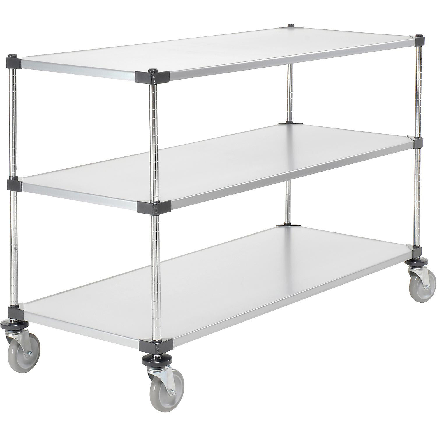 Nexel Adjustable Solid Galvanized Shelf Cart 3 Shelves 800 Lb. Cap 72"L