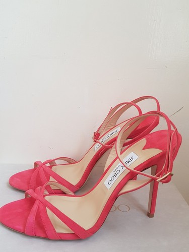 Jimmy Choo Dielle sandali rosa con cinturino tacco UK8,5 EU41,5 US11,5 $695 - Foto 2 di 11