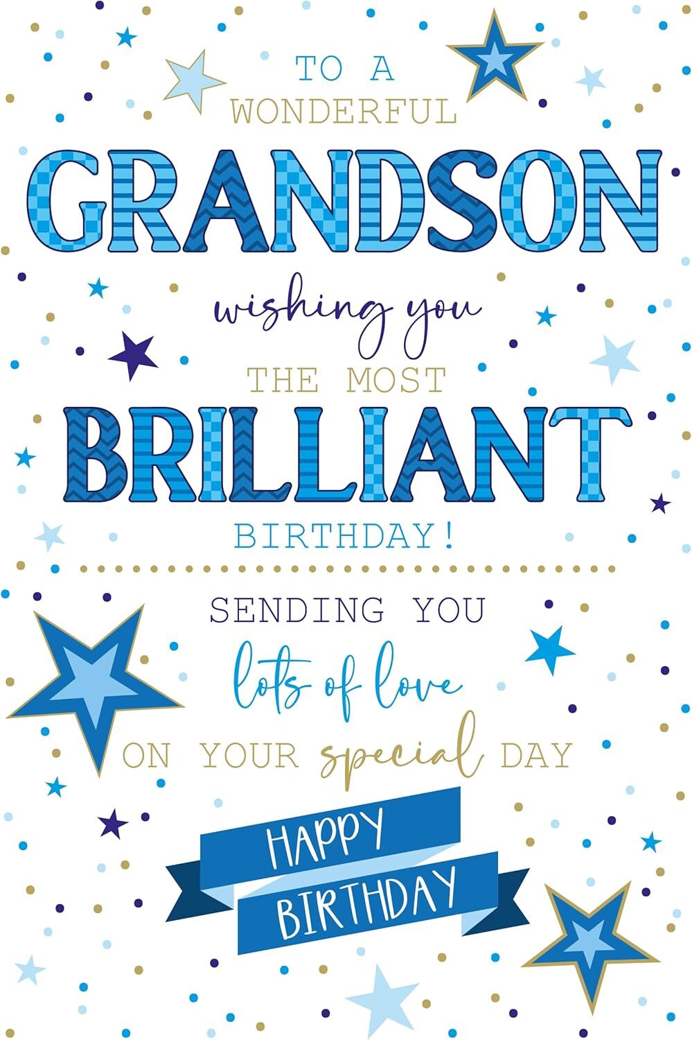 Birthday Card Grandson Male - Foil Finish - Cherry Orchard 5.6"" x 8.2""