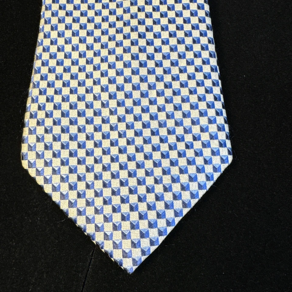 Corbata para hombre Sean John azul blanco a cuadros 100 % seda 59L x 3,75 Foto 2 de 4