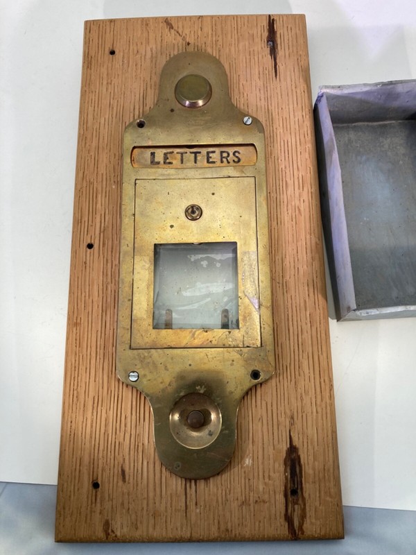 Vintage Brass Letter Mail Box and Door bell button 13" x 4.5"