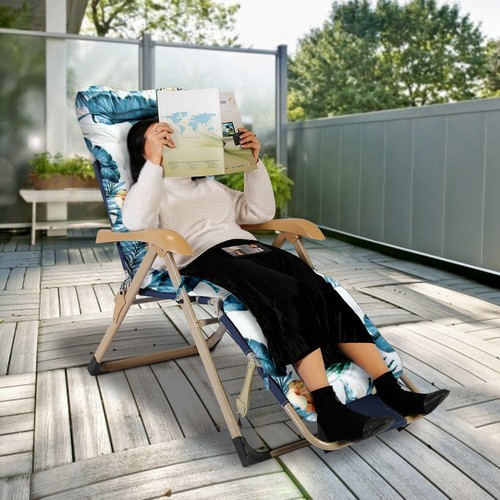 67"Lounge Chair Cushion Tufted Soft Outdoor Rocking Seat Deck Chaise Pad W/ Ties - Picture 18 of 75