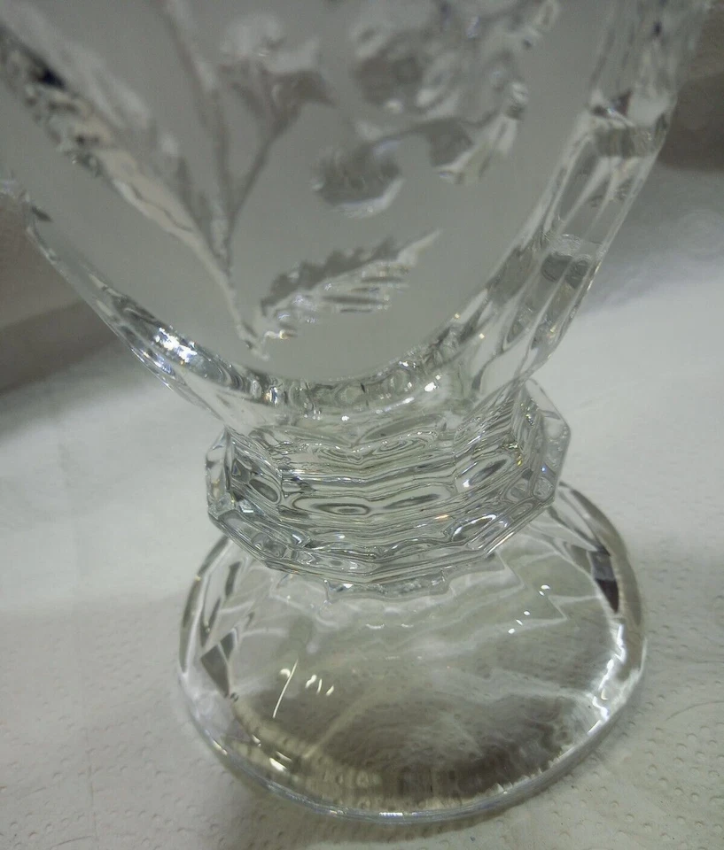 ancien DRAGEOIR Bonbonnière CRISTAL de bohème taillé ciselé décor floral XXeme - Photo 4/4