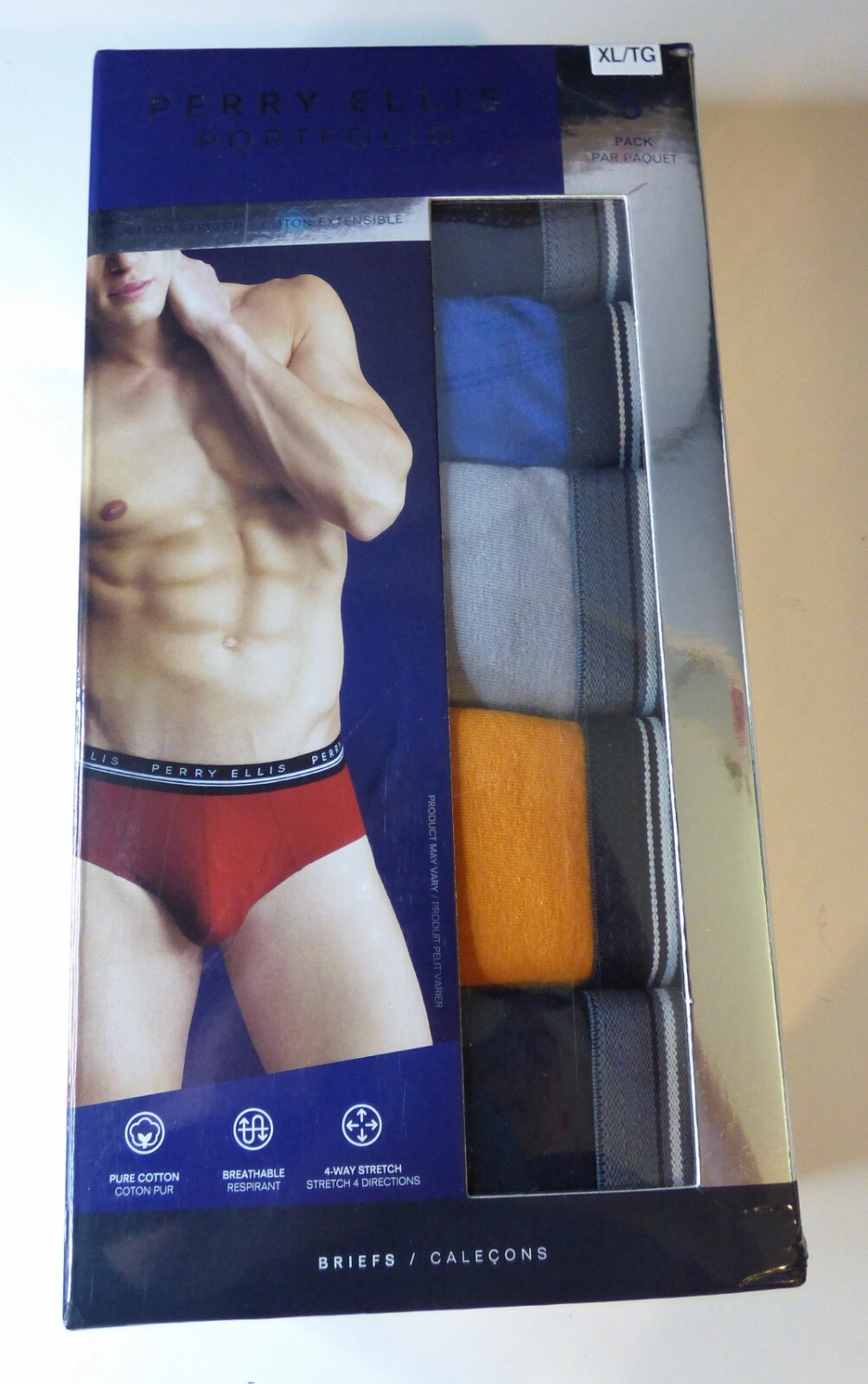Perry Ellis Portfolio 5 Pack Men's Briefs SMLXL Pure Cotton Stretch