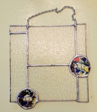 Vintage Abstract Stained Glass Panel Sun Catcher Artisan Handmade 7x7 Inches