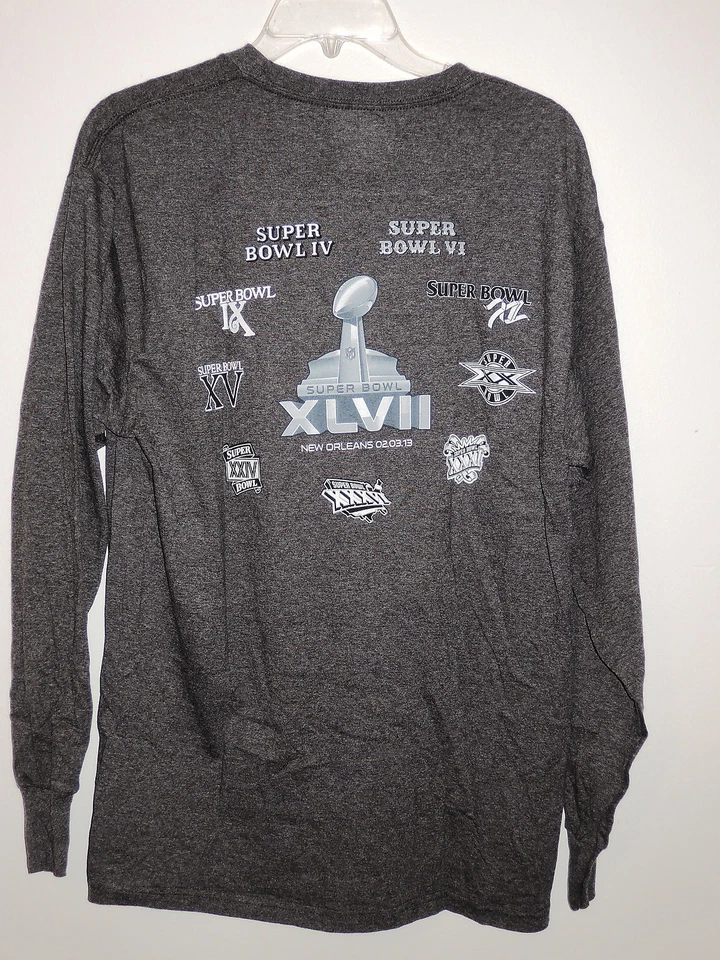 2013 New Orleans Super Bowl History XLVII Ravens (L) ¡Camisa gris manga larga! Foto 3 de 3