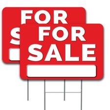 For Sale Yard Sign 2 Pack Double-Sided Yard Signs 16" x 24" with Metal Stakes M