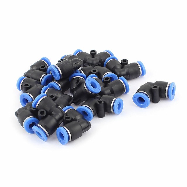 15pcs 6mm to 6mm Air Tube Pipe Right Angle Quick Fitting Connectors