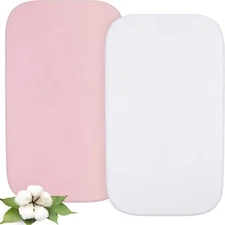 Baby 100% Cotton Bassinet Sheets Fits Dream On Me Bedside Sleeper 2 Pack 35"x20"